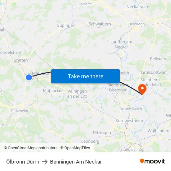 Ölbronn-Dürrn to Benningen Am Neckar map