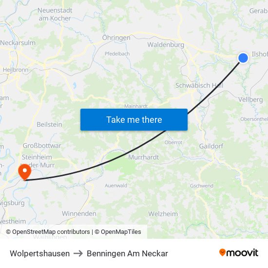Wolpertshausen to Benningen Am Neckar map