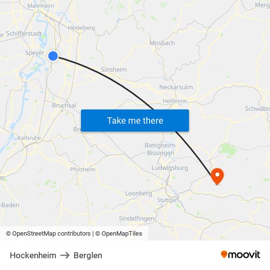 Hockenheim to Berglen map