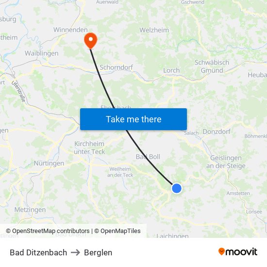 Bad Ditzenbach to Berglen map