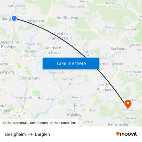 Besigheim to Berglen map