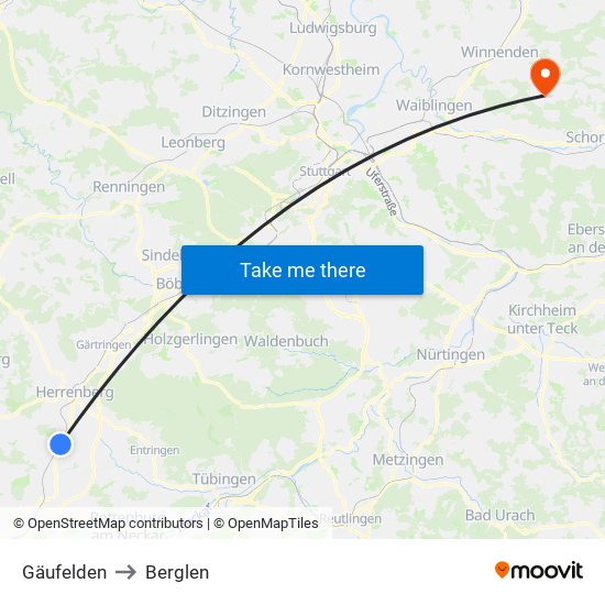 Gäufelden to Berglen map