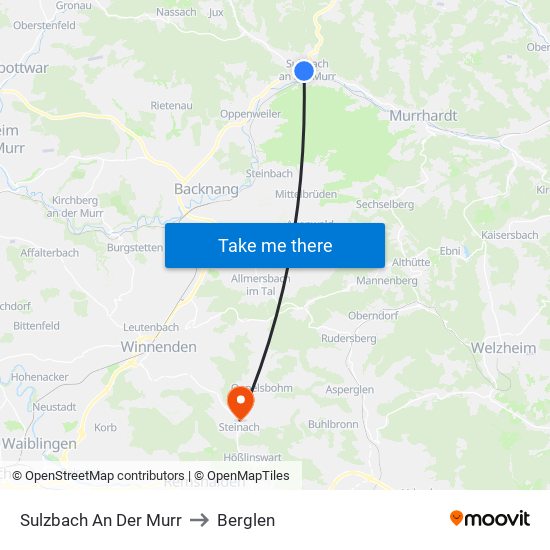 Sulzbach An Der Murr to Berglen map