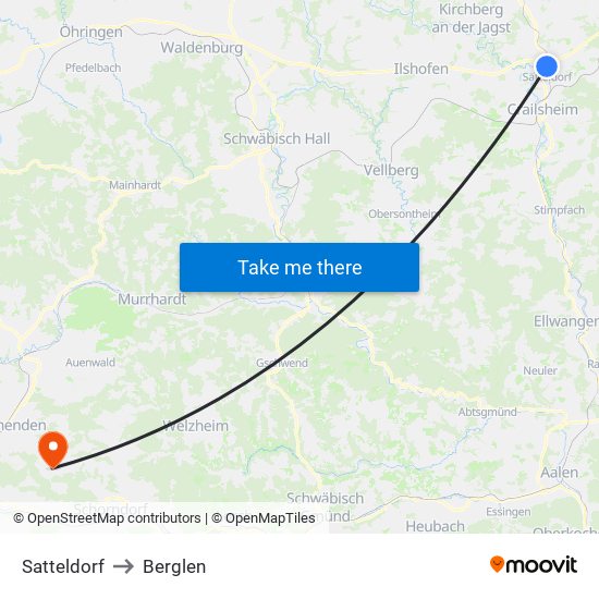 Satteldorf to Berglen map