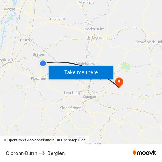 Ölbronn-Dürrn to Berglen map