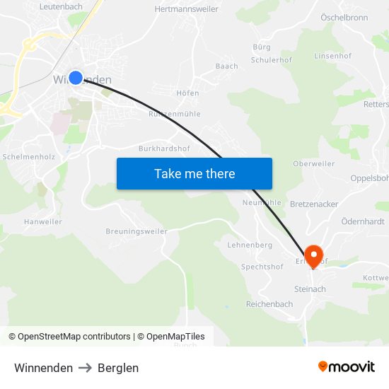 Winnenden to Berglen map