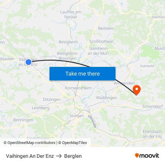 Vaihingen An Der Enz to Berglen map
