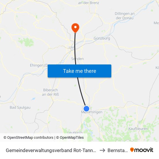 Gemeindeverwaltungsverband Rot-Tannheim to Bernstadt map