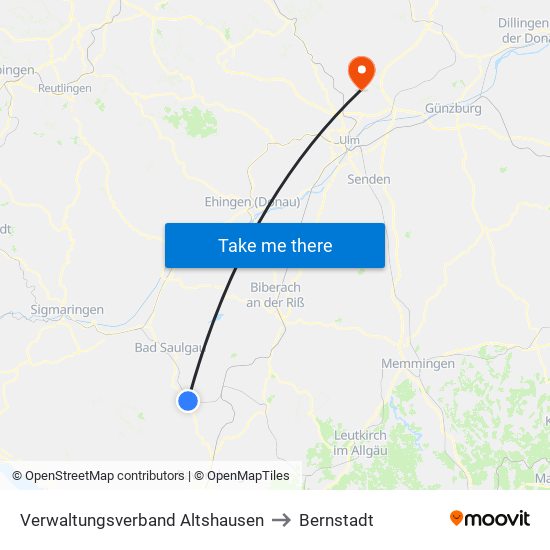 Verwaltungsverband Altshausen to Bernstadt map