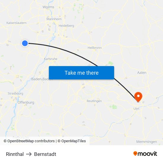 Rinnthal to Bernstadt map