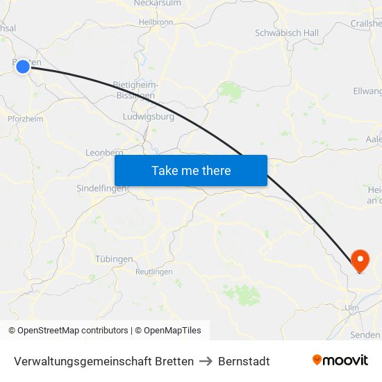 Verwaltungsgemeinschaft Bretten to Bernstadt map
