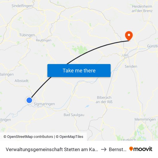 Verwaltungsgemeinschaft Stetten am Kalten Markt to Bernstadt map