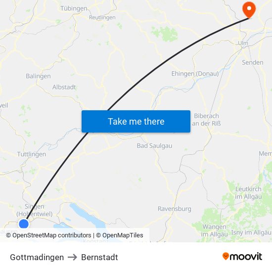 Gottmadingen to Bernstadt map