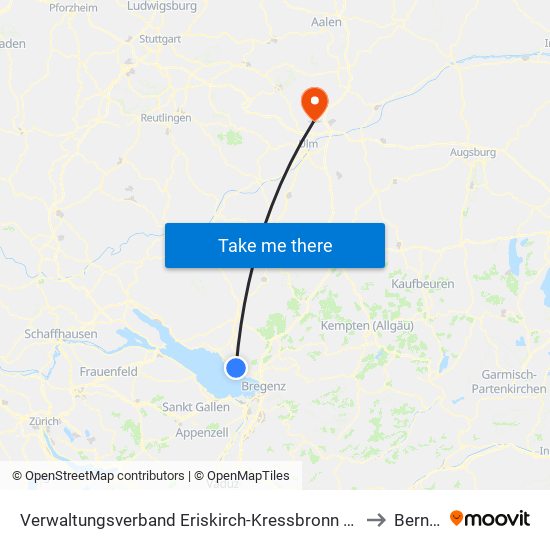 Verwaltungsverband Eriskirch-Kressbronn am Bodensee-Langenargen to Bernstadt map