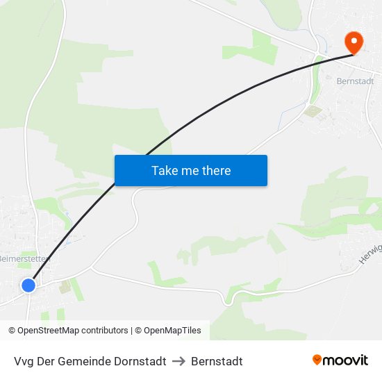 Vvg Der Gemeinde Dornstadt to Bernstadt map