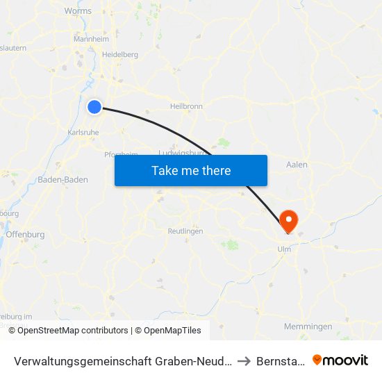 Verwaltungsgemeinschaft Graben-Neudorf to Bernstadt map