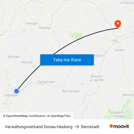 Verwaltungsverband Donau-Heuberg to Bernstadt map