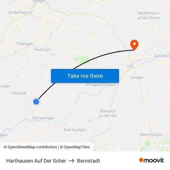 Harthausen Auf Der Scher to Bernstadt map