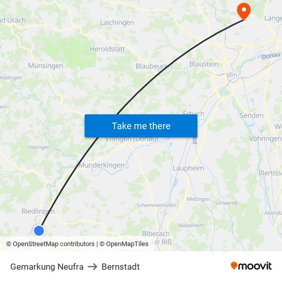 Gemarkung Neufra to Bernstadt map