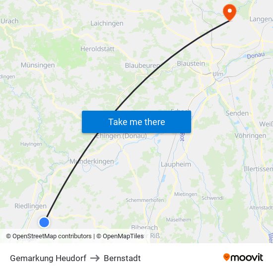 Gemarkung Heudorf to Bernstadt map