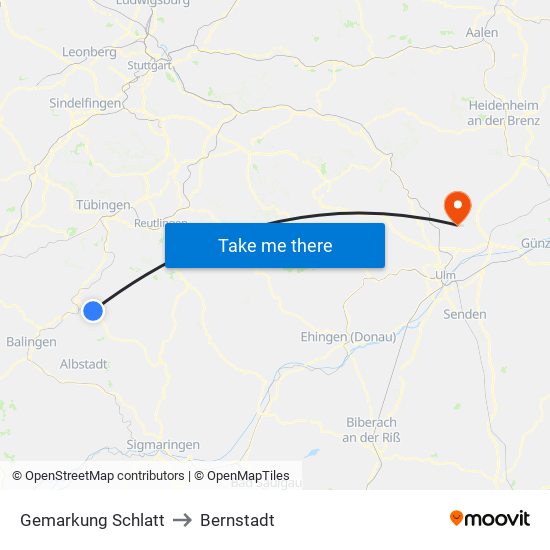 Gemarkung Schlatt to Bernstadt map