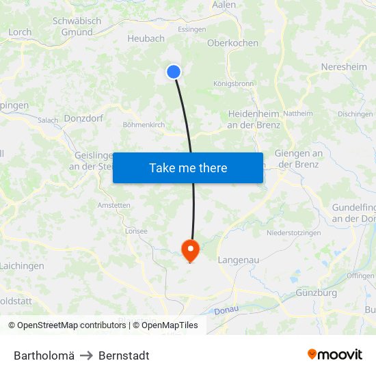 Bartholomä to Bernstadt map