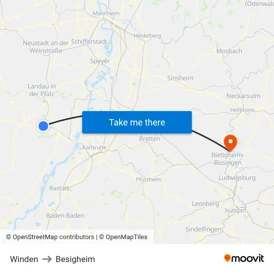 Winden to Besigheim map
