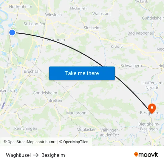 Waghäusel to Besigheim map