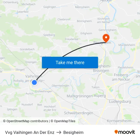 Vvg Vaihingen An Der Enz to Besigheim map