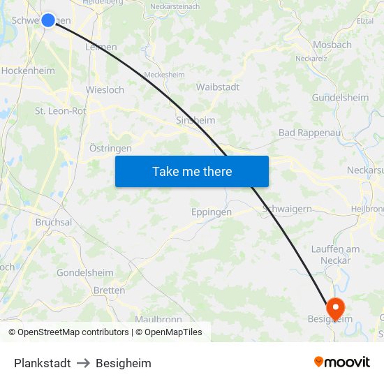 Plankstadt to Besigheim map