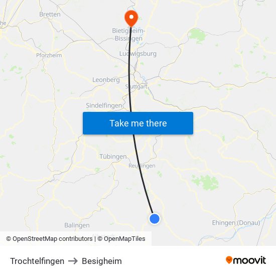 Trochtelfingen to Besigheim map