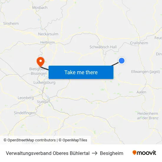 Verwaltungsverband Oberes Bühlertal to Besigheim map