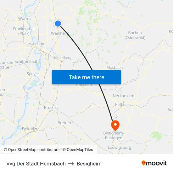 Vvg Der Stadt Hemsbach to Besigheim map