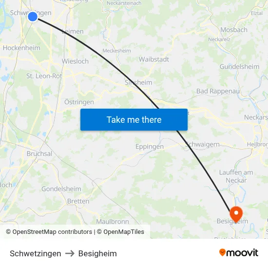 Schwetzingen to Besigheim map