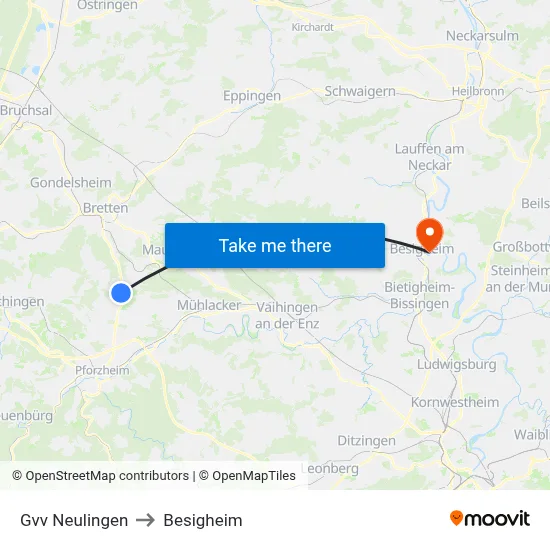 Gvv Neulingen to Besigheim map