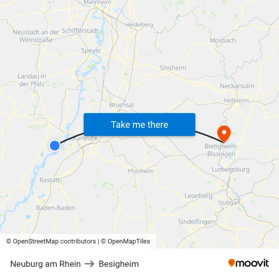 Neuburg am Rhein to Besigheim map