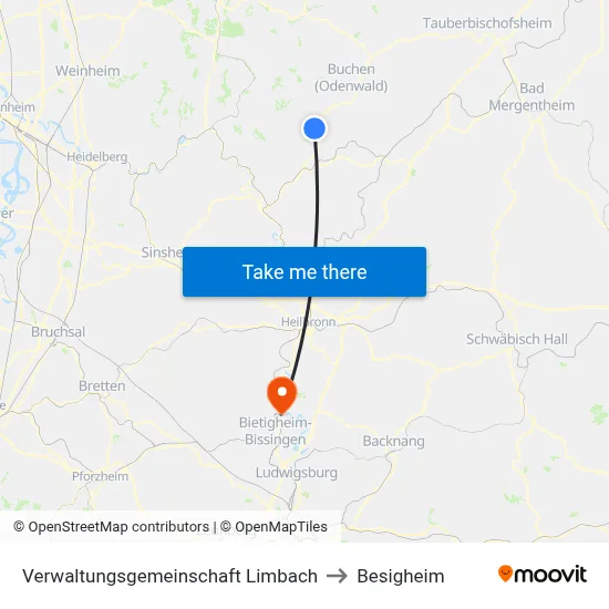 Verwaltungsgemeinschaft Limbach to Besigheim map
