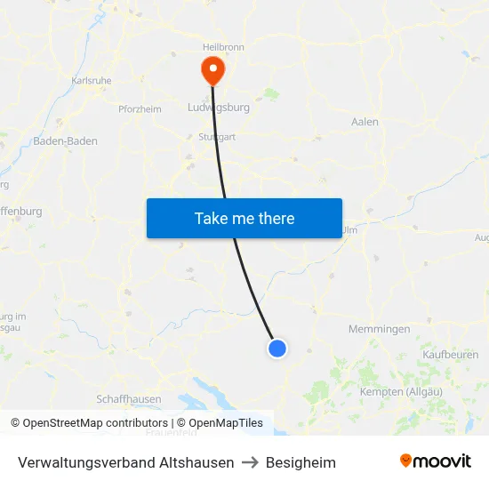 Verwaltungsverband Altshausen to Besigheim map