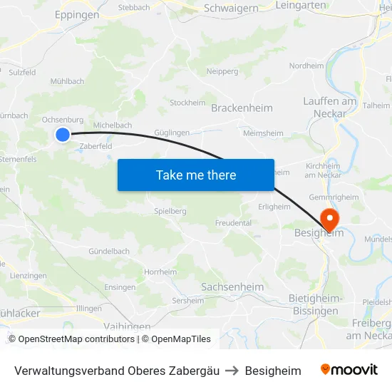 Verwaltungsverband Oberes Zabergäu to Besigheim map