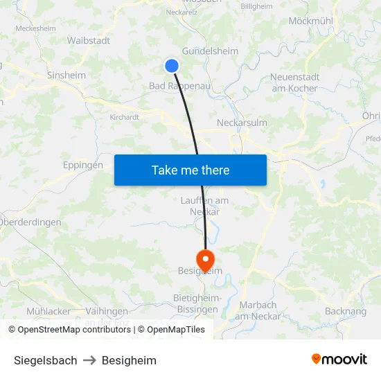 Siegelsbach to Besigheim map