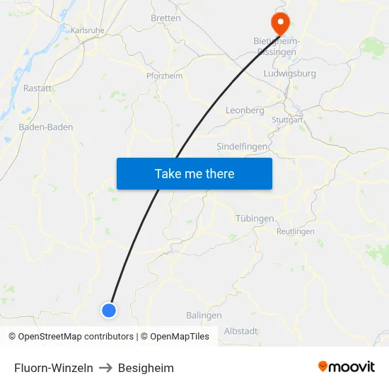 Fluorn-Winzeln to Besigheim map