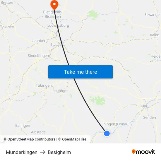 Munderkingen to Besigheim map