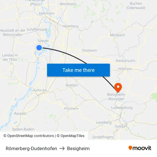 Römerberg-Dudenhofen to Besigheim map