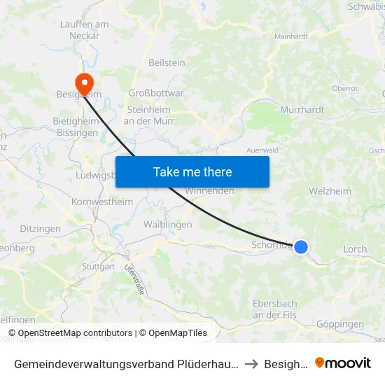 Gemeindeverwaltungsverband Plüderhausen-Urbach to Besigheim map