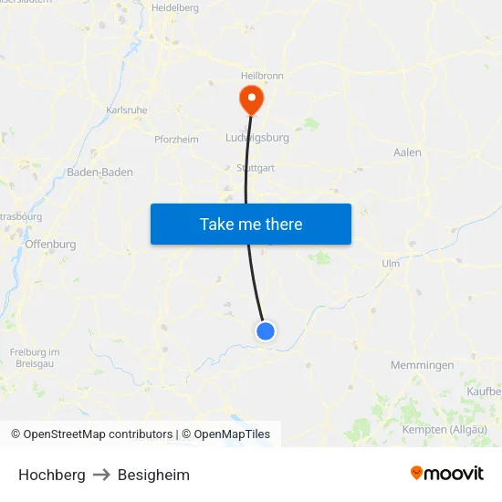 Hochberg to Besigheim map