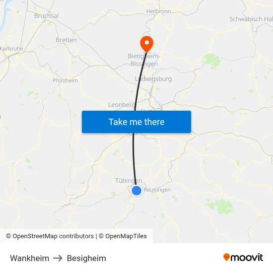 Wankheim to Besigheim map