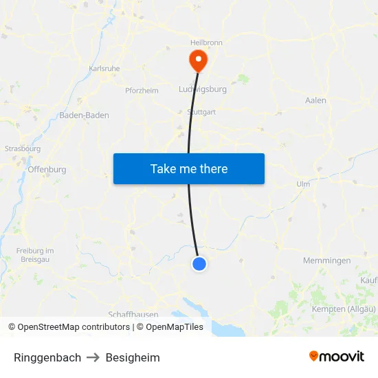 Ringgenbach to Besigheim map