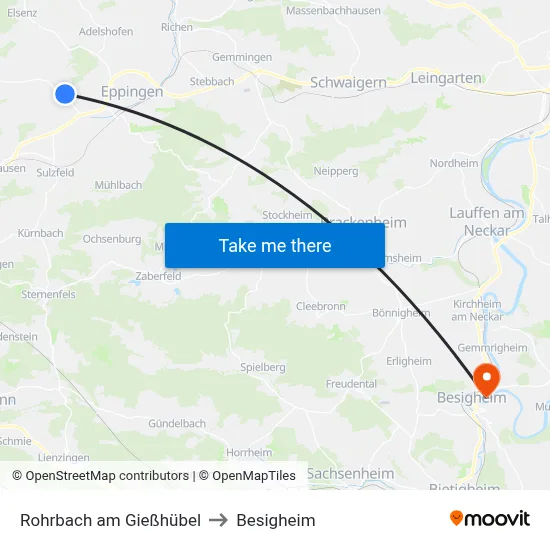 Rohrbach am Gießhübel to Besigheim map