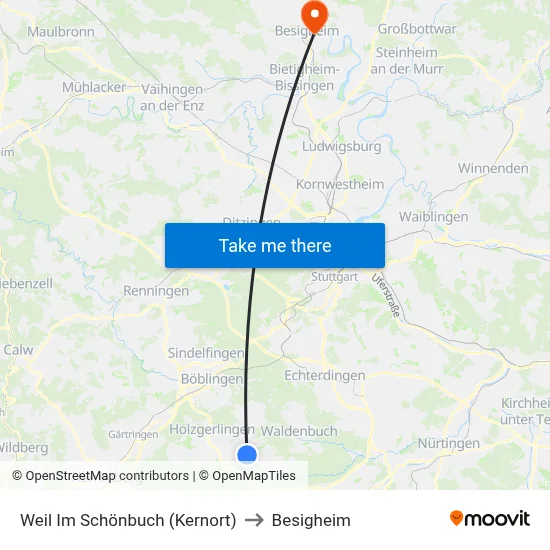Weil Im Schönbuch (Kernort) to Besigheim map