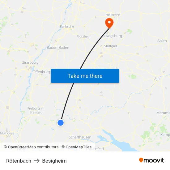 Rötenbach to Besigheim map